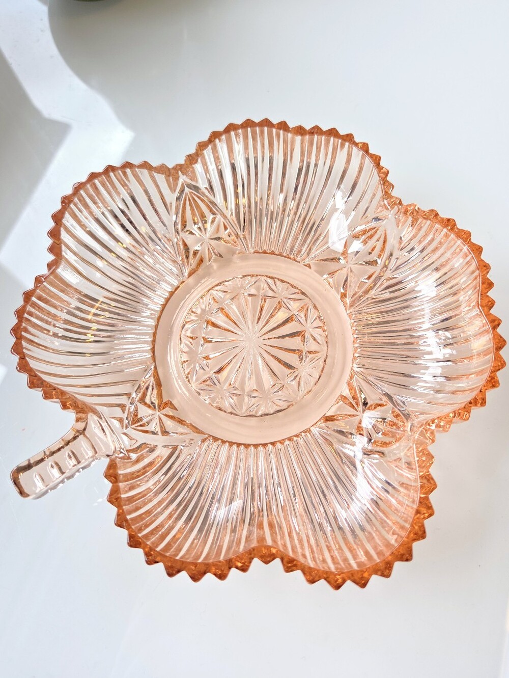 Pink Depression Glass Clover Trinket Dish